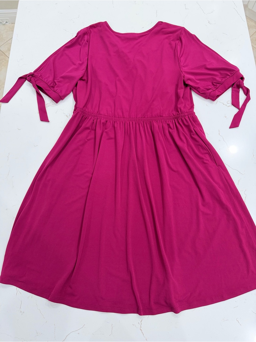 Lane Bryant Burgundy Split Sleeve Fit & Flare Dress Size 14/16 Romantic Feminine - Picture 6 of 9